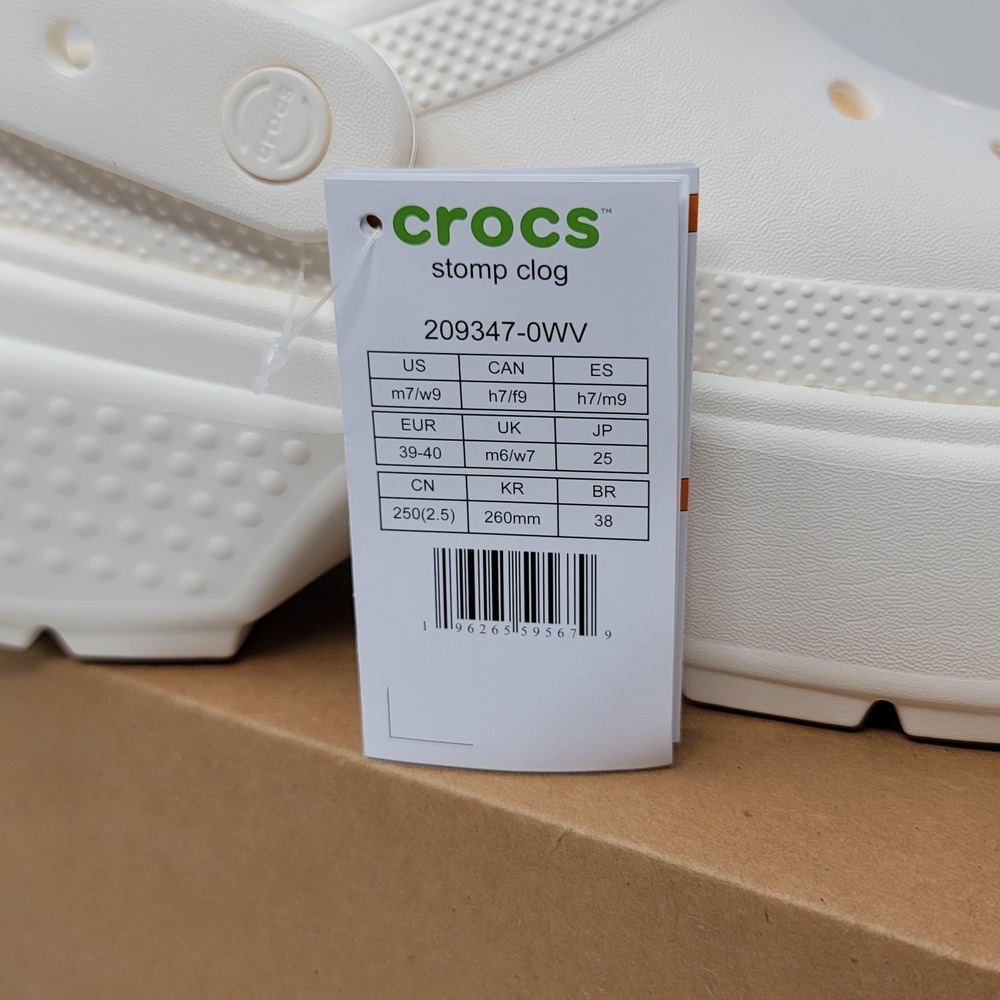 Crocs Stomp Clog-Chalky White Platform Slides Women's 9 Men's 7‎ 209347-0WV - Picture 6 of 6